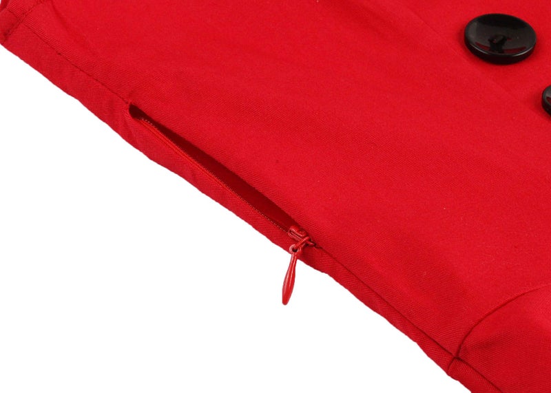 Nihsatin Women's 1950s Vintage Sleeveless Swing Pinup Party Classy Dress Red - Image 5